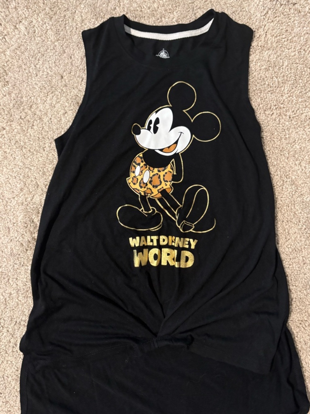 Disney Black Tank with Gold Animal Print